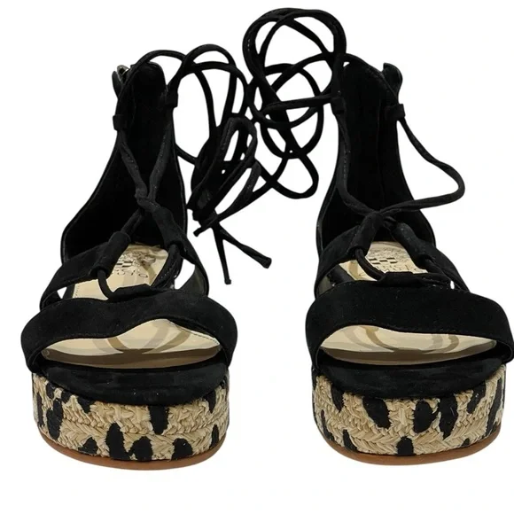 VINCE CAMUTO KELLIA LEOPARD PRINT PLATFORM ESPADRILLE SANDALS SZ 7.5 MED EUC - Picture 2 of 15